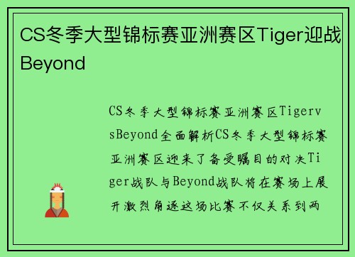 CS冬季大型锦标赛亚洲赛区Tiger迎战Beyond